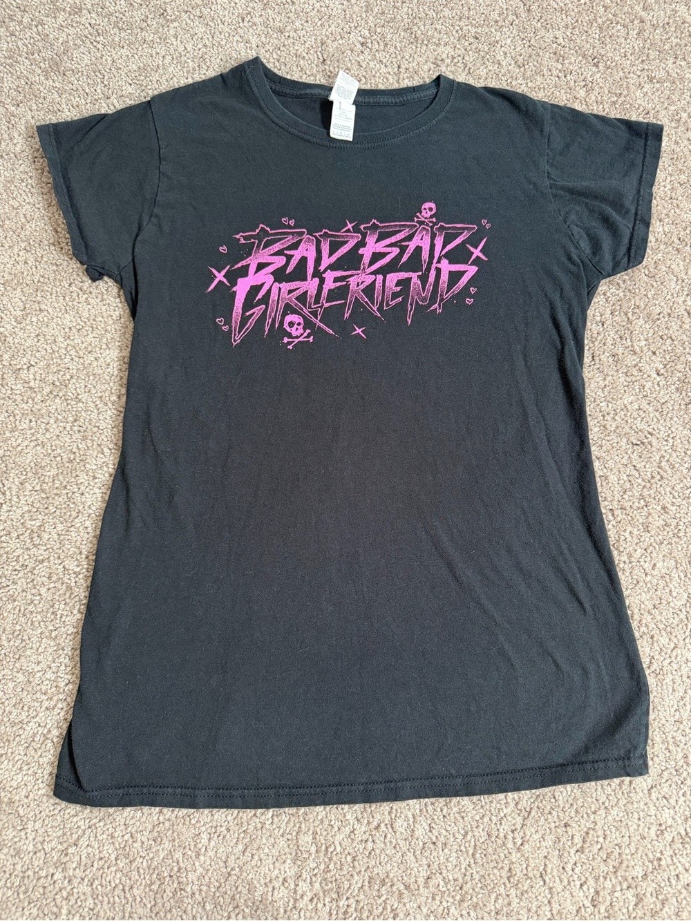 Y2K Vintage Theory Of A Deadman Bad Bad Girlfriend emo scene skull tee concert